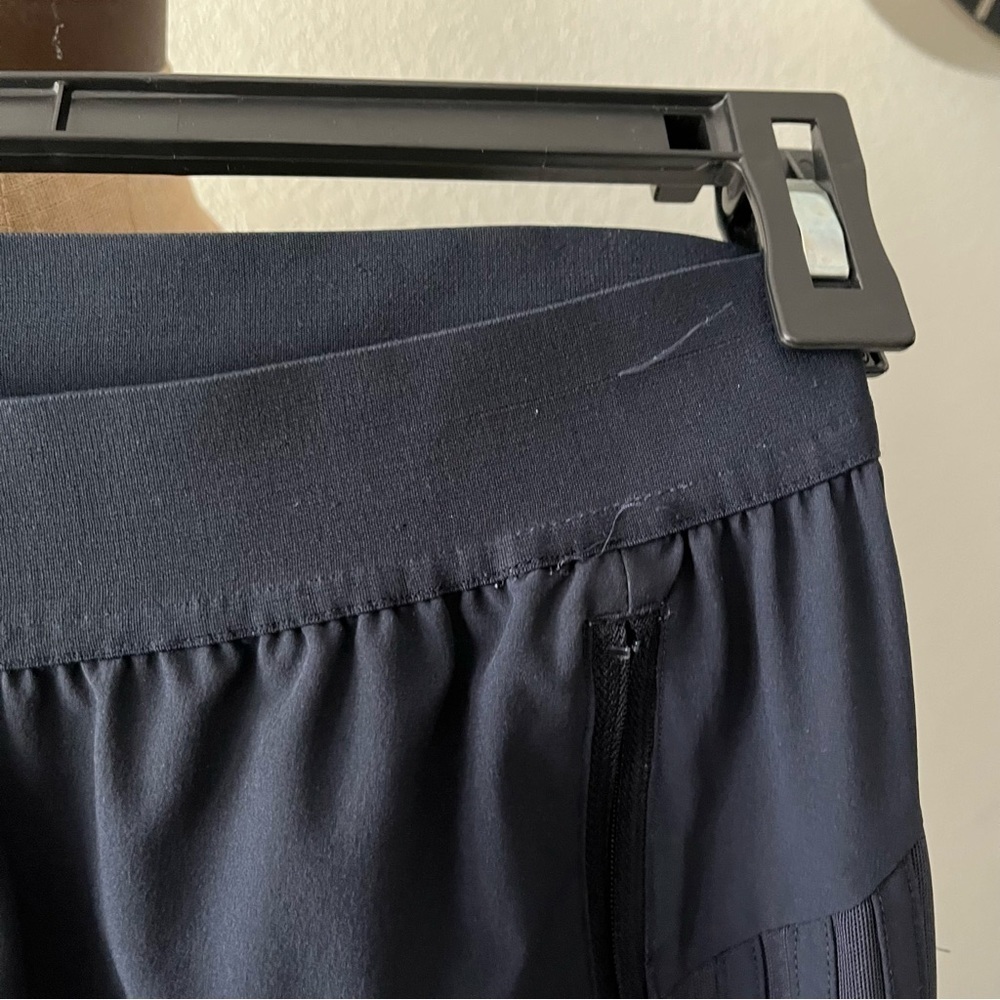 ADIDAS sz S Navy Blue Pants DX9149 3 Stripes Elastic Waist Ankle Zipper - Picture 4 of 12